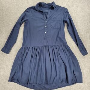Grayson Changemaker Shirt Dress Womens XS Blue Long Sleeve Cotton A-line Flare